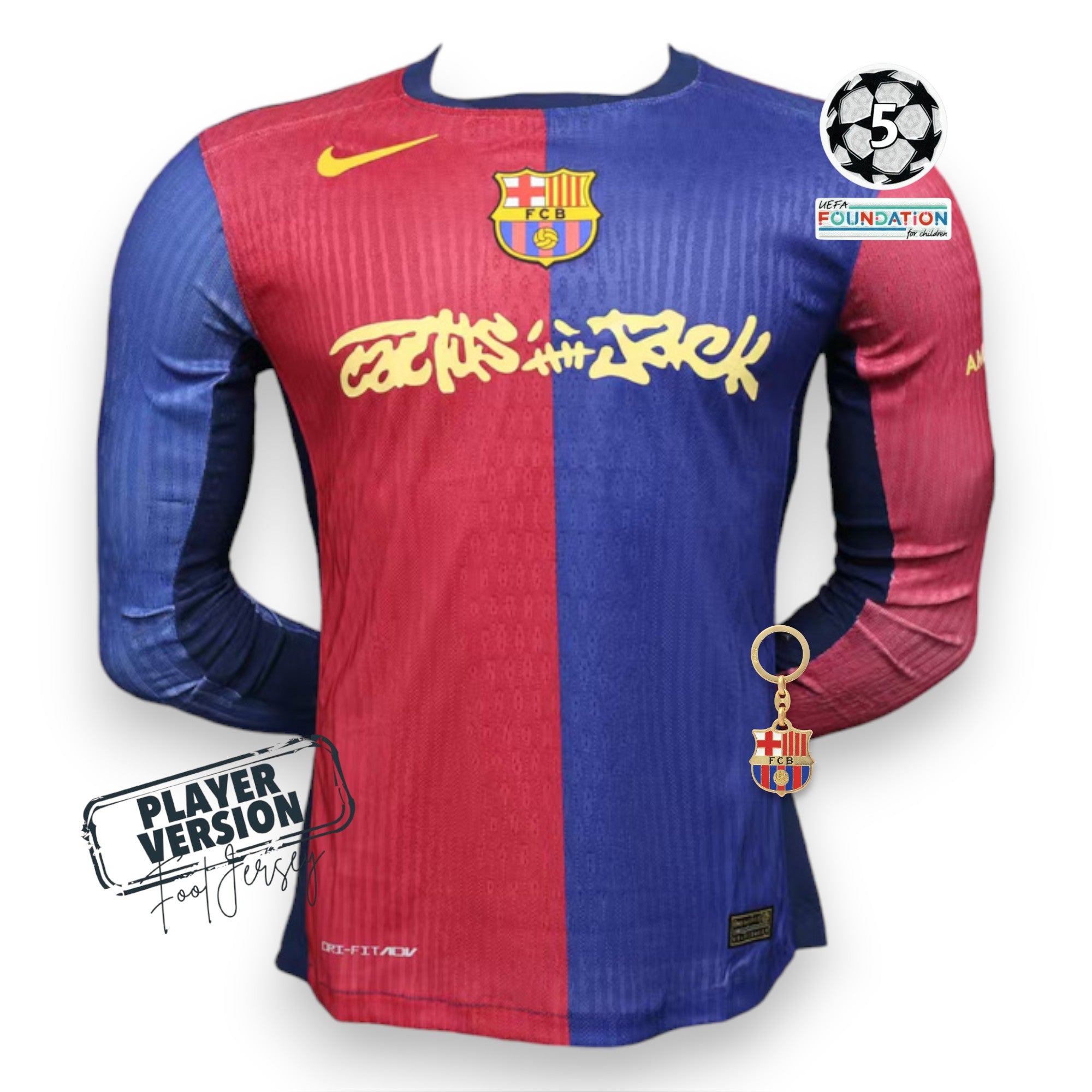 Barcelona Home Player Jersey X Travis Scott - Long Sleeve