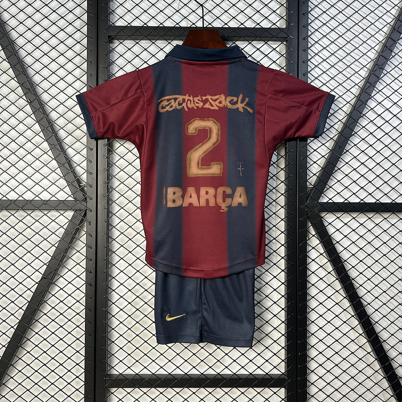Kids Travis Scott x FC Barcelona Retro Kit 2000/01 Home Skeleton