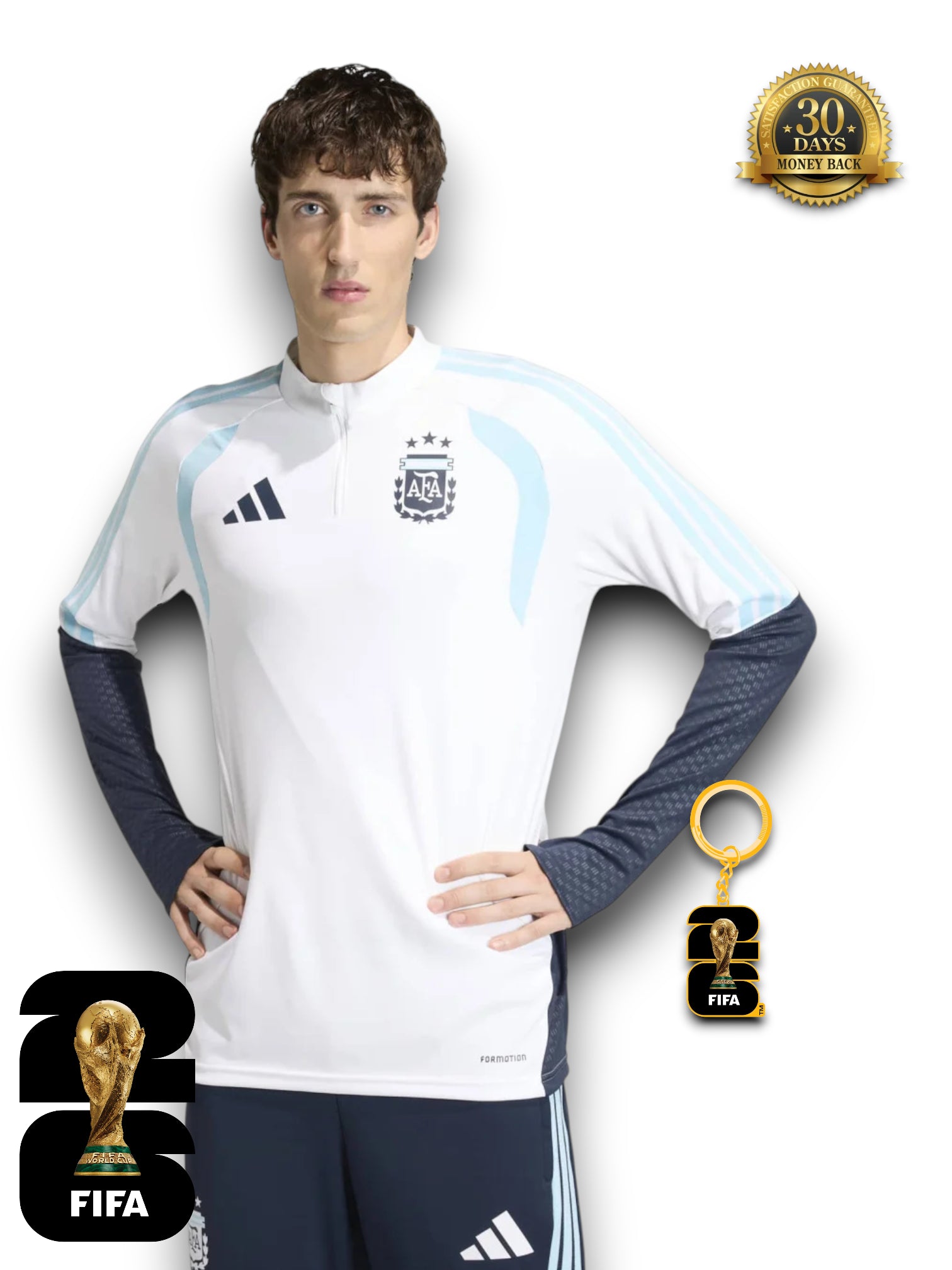 Argentina World Cup 2026 Half-Zip Training Suit Set White